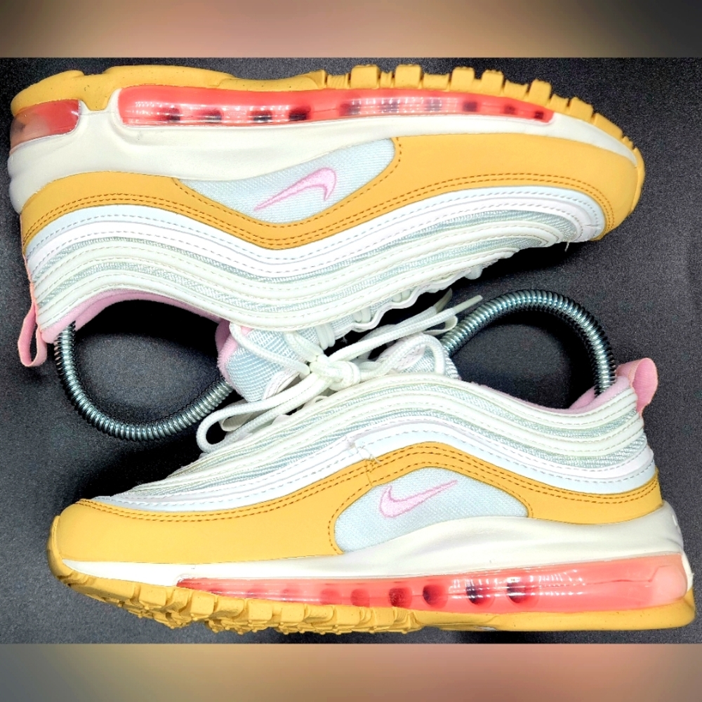 Nike Air Max 97 GS Pink/Brown/White Sz 4y=5.5 Women New